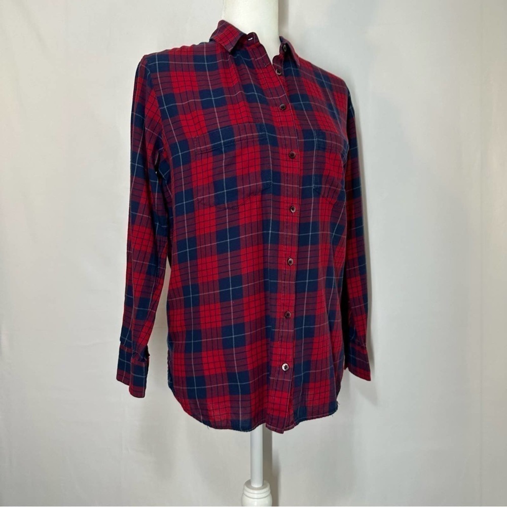 Madwell Women’s Long-Sleeve Blue & Red Plaid Shirt Size X-Small
